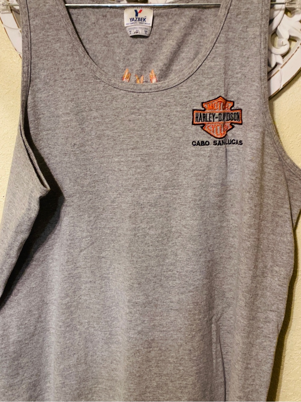 Harley-Davidson Gray Tank Top with Orange Flame Logo